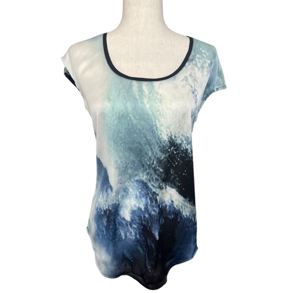 New Trouve Ocean Mystery Cap Sleeve Satiny Top S